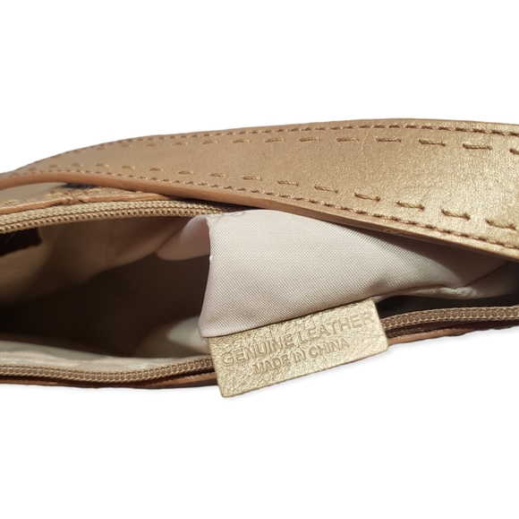 Vintage Fossil Shoulder PurseGold Genuine Leather Metallic 1954 - Picture 6 of 8